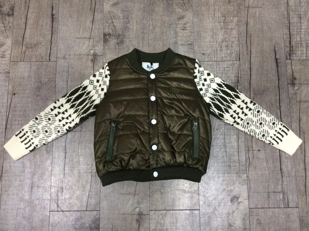 boys inside fur body with thick knitted sleeves warmer jacket/Children Kids Custom Bomber Jacket