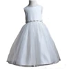 Flower Girl dress for Wedding party Little Kids ivory Satin First Communion Dress with rhinestone belt Ball Gown Pageant Dress