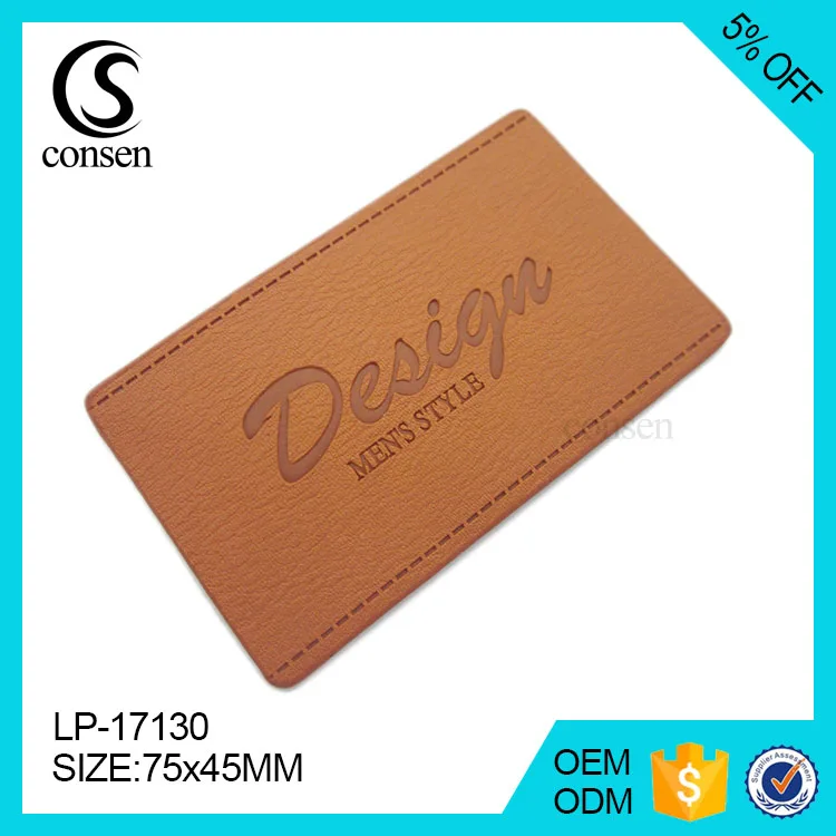 Custom hot sale jeans brand logo embossed leather patches labels for clothing/bags