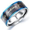 Hot Sale Good Quality Interval Blue 316 Stainless Steel Punk Custom Men Ring