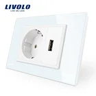 Livolo VL-C9C1EU1U-11 16A Wall Power EU Wall Electric Power Socket with USB Outlet Power Outlet Timer
