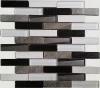 Made in china classic black grey white glass mosaic bathroom wall tiles