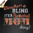 Bleachers and bling it's a basketball mom thing hot fix rhinestone glitter heat transfer