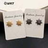 ME032 WKT Wholesale double layers cz pave shinning real gold gun black plated brass star studs earrings