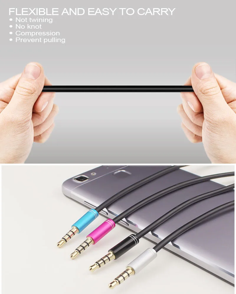 Bulk High End Black Blue Silver 3.5mm Audio Cable Male to Female Adapter Jack Extention Car Aux Stereo Audio Cable for ps4/mp3 - ANKUX.COM