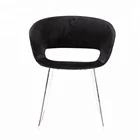 Virgin PP plastic shell linen velvet fabric chromed hollowed leisure dining restaurant canteen living room furniture lobby chair