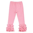 Customized Solid Color Candy Colors Leggings Soft Cotton Girls Wholesale kids leggings Children Baby Icing Ruffle Pants