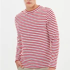 men oversized long sleeve red white striped t-shirts