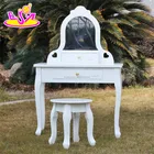 2017 New design youth bedroom white solid wooden dressing table chair W08H072