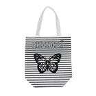 shopping ladies striped butterfly cotton beach bag