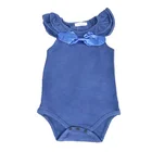 Summer knitted flutter sleeve solid color newborn baby clothes romper