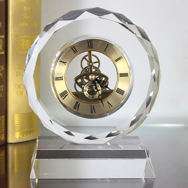 crystal clock crystal gift table clock for business souvenirs