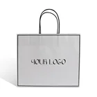 promotional recyclable white luxury kraft craft paper gift shopping packaging handle bag for clothes