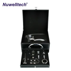 deluxe wine accessories gift leather box set wine bottle opener
