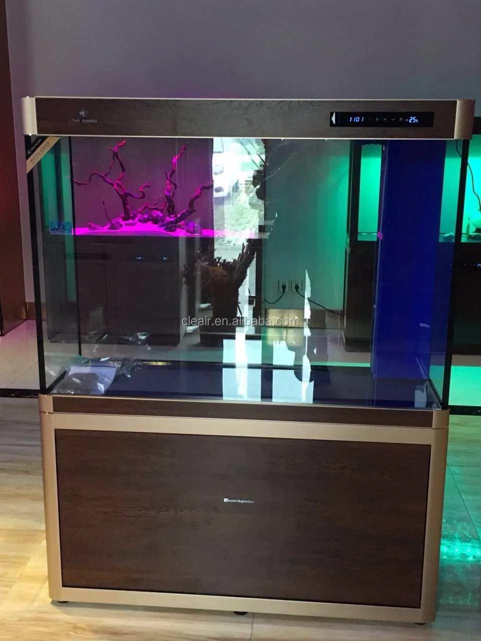 BestSelling Wood Grain Surface Glass Aquarium Fish Tank for Home