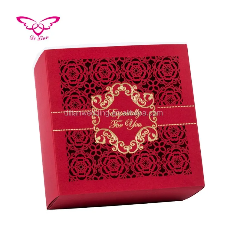 hot sale nice laser cut lace flower paper wedding box wedding