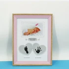 High quality newborn baby photo frame 12 month baby handprint and footprint ink frame wood frames for prints