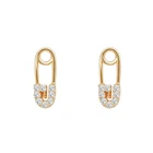 Fashion New Arrival Shiny Rhinestone gold safety pin earrings