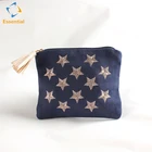 Customized cute logo embroidered canvas coin purse pouch