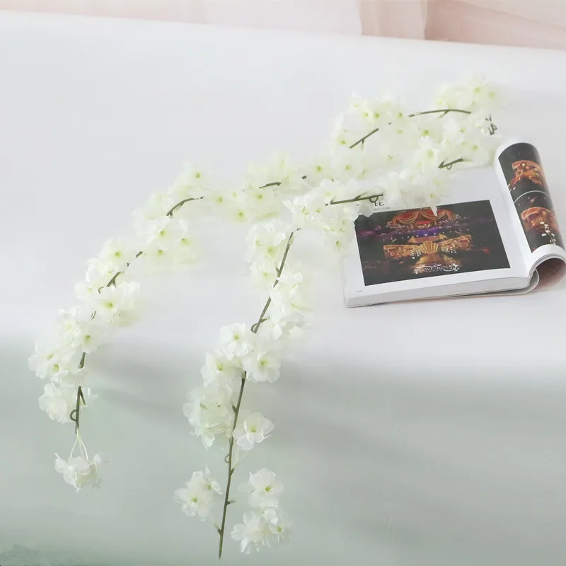 Flone Wedding Decoration Artificial Silk Flower Vine Flower Rattan Artificial Cherry Blossoms Flowers Home Party Office Decor (5)