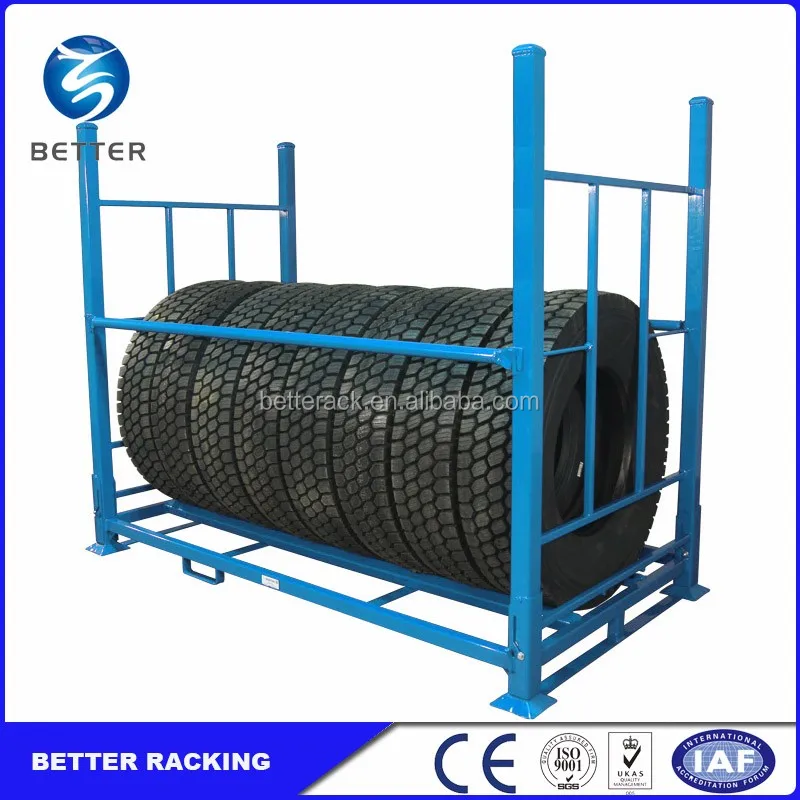 Warehouse Mobile Tire Storage Racks,Stackable And Portable Tire Pallet ...