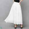 SK086 Elastic Waistband Women Chiffon Long Plain White Cheap Maxi Skirts