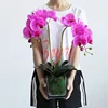 Hot Selling New Artificial Flowers, Phalaenopsis and Orchid with Glass Vase Wedding Interior Home Decoration Flower Art