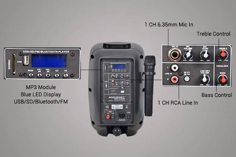 Accuracy Pro Audio PMQ08BEV1BPBT 8 inch Powered Speaker Woofer