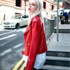 autumn / winter black or red leather moto biker jacket for women