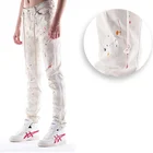 DiZNEW New fashion paint mens denim jeans classical custom white pants trousers