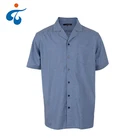 Hot selling cheap breathable yarn dyed short sleeve jacquard mens oxford dress shirt