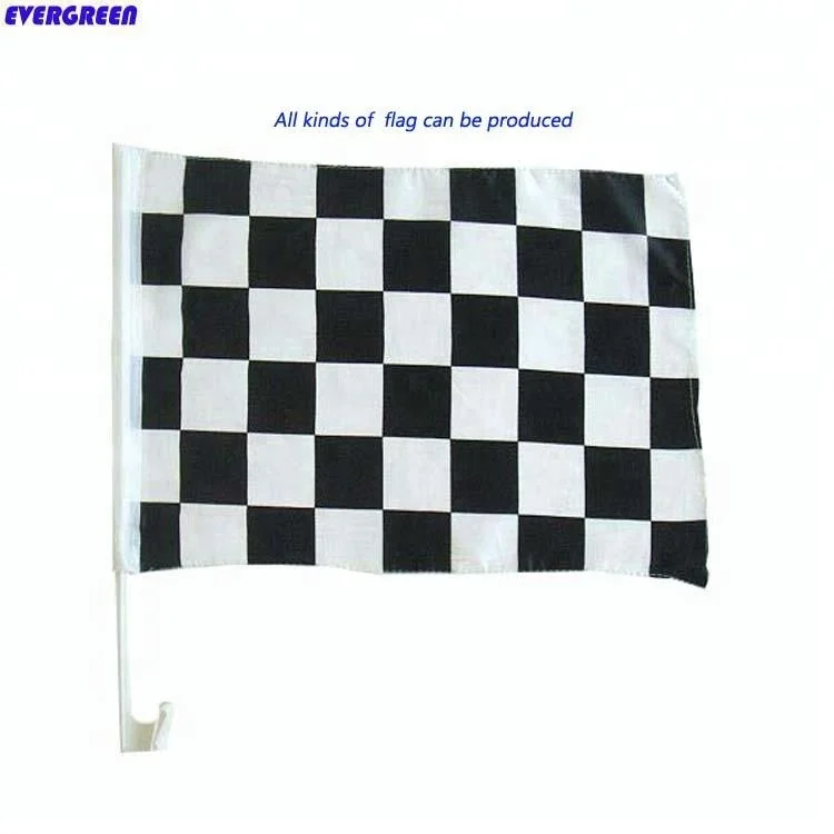 Impresión personalizada bandera a cuadros blanco y negro racing bandera ventanilla del coche