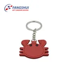 New arrivals crab shaped sublimation no minimum plain blank pu leather keychain key ring