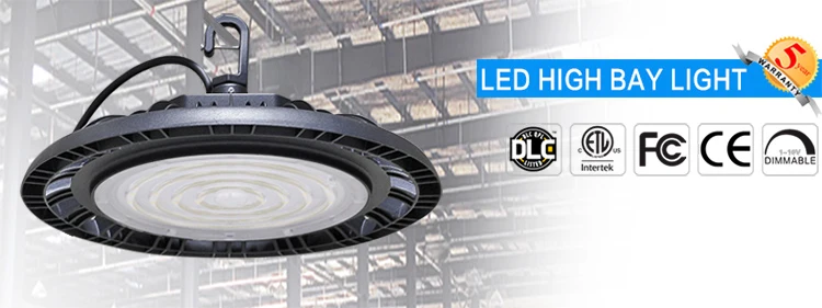2020 DLC ETL listed 150W LED ufo High bay warehouse light with 5 years warranty
