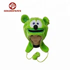 High quality green cartoon shaped long eared animal hats with pompon