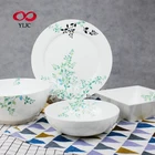 Western Style Tropical Leaves ceramic bone china dinnerware sets fine porcelain tableware