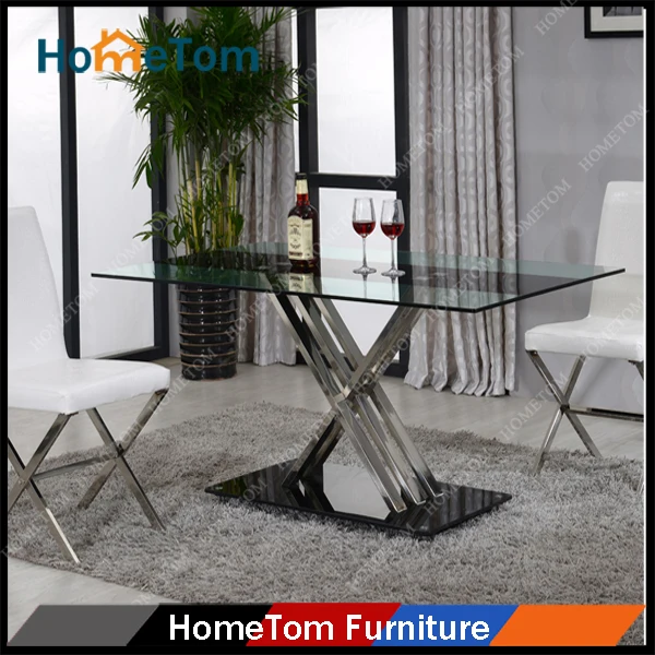 new design metal <strong>glass</strong> dining table and chair