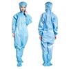 0.5mm striped or grid esd suit with hood/clean room anti static clothing with zip lock/antistatic clothing