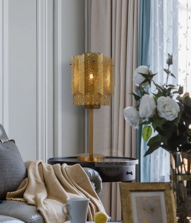 Custom popular modern stainless steel metal hollow desk reading standing table lamp