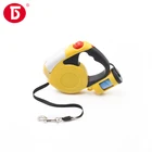 Heavy duty retractable dog leash with led light poop bag