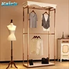commercial garment store clothes pop clothing rack chrome gold stainless steel display rack for garment