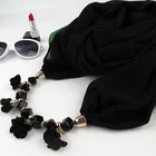 LYY Hot Sale Factory Wholesale Beads Ladies Head Neck Satin Scarf Hair Tie Band For Women Hijab Scarf