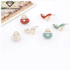 2017 Luxury dissymmetry mini design colorful bag high-heeled shoes women girl gift jewelry stud earring