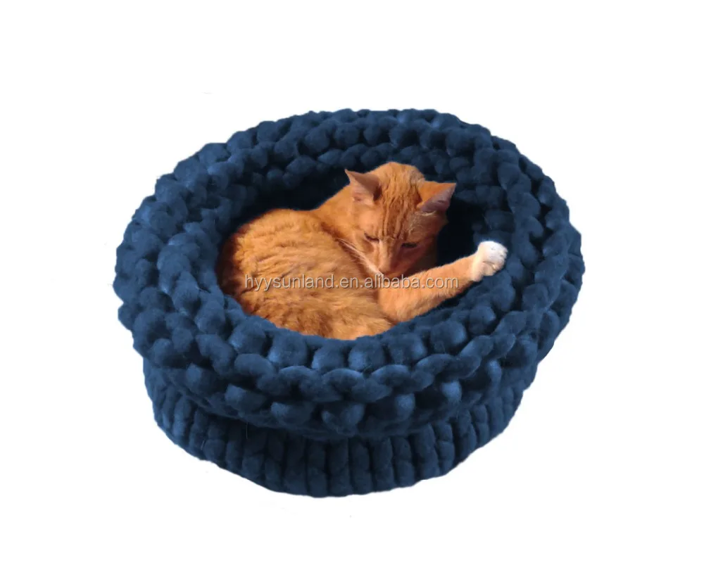 hot sale fashionable soft ky4009 chunky knit pet bed knit cat