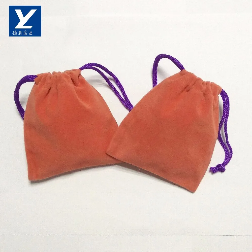 velvet orange drawstring bags pouch for kids recycle bag with