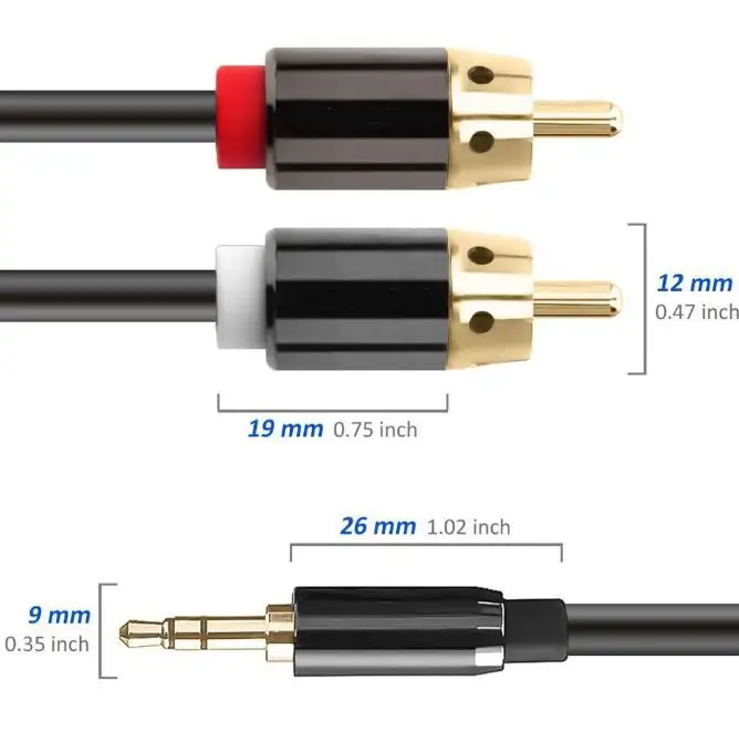 Promotional 1m 3.5mm Male to 2 RCA Audio Stereo Y Splitter Cable For Smartphone Player - ANKUX.COM