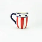 Hot Sale July 4th Independence Day Memorial Day Red White Blue Ceramic Coffee Mug Travel Mug with American Flag Design
