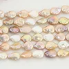13-14mm multicolored freshwater natural real coin shape pearl beads