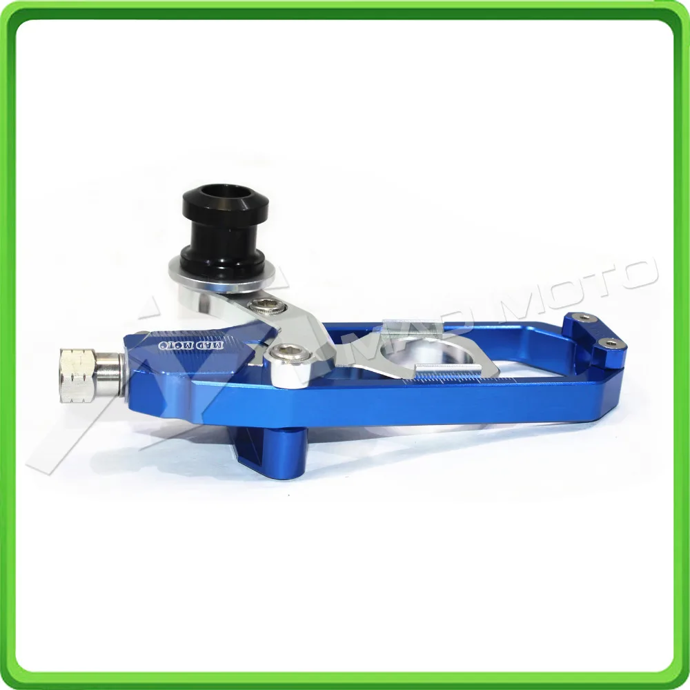 Motorcycle Chain Tensioner Adjuster with paddock bobbins fit for HONDA CBR 1000 RR CBR1000RR 2004 2005 2006 2007 Blue & Silver (9)