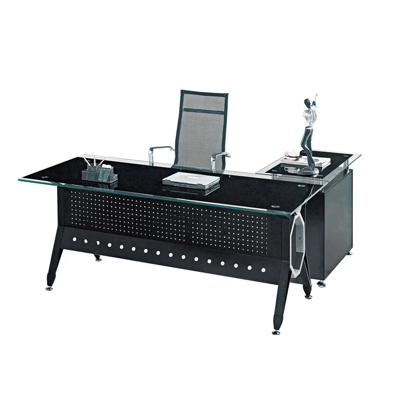 Glass Top Office Desk Furniiture Standing Table With Executive Modern Tall Tables